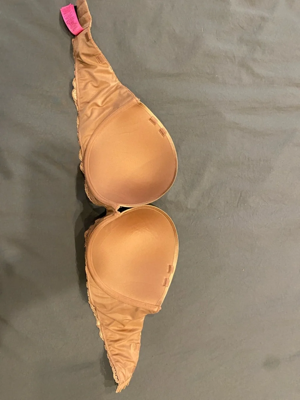 Lace-Back T-Shirt Bra in Brown - Women Intimates 34DD Push up - Picture 2 of 4